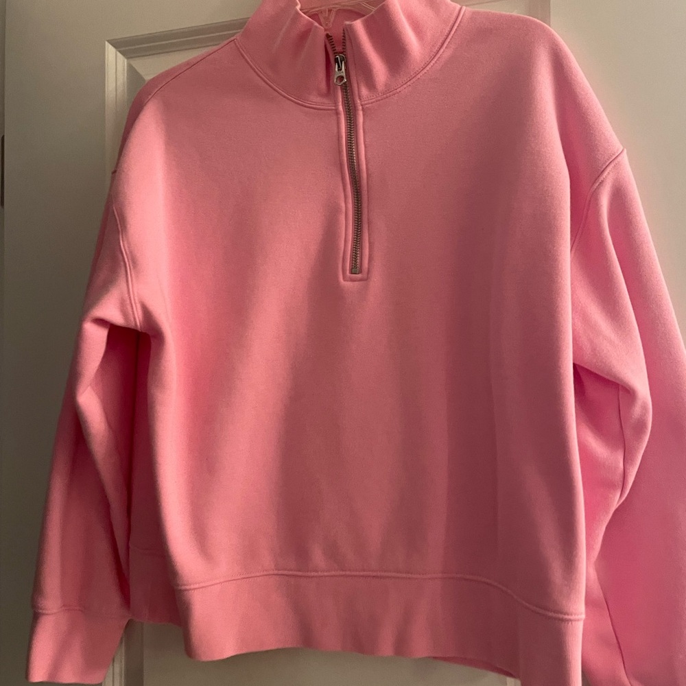 J. Crew Pink Half-Zip Sweatshirt